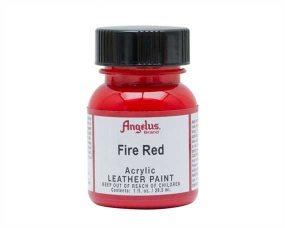 ANGELUS ACRYLIC PAINT FIRE RED #185 29ML USE ON LEATHER, VINYL OR FABRIC