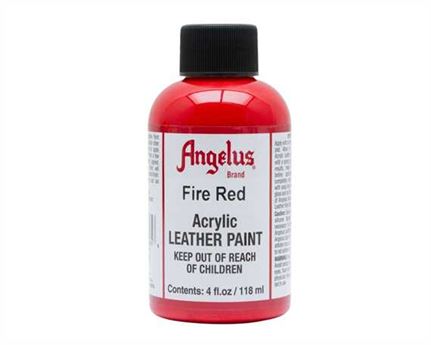 ANGELUS ACRYLIC PAINT FIRE RED #185 118ML USE ON LEATHER, VINYL OR FABRIC