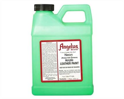 ANGELUS NEON PAINT AMAZON GREEN (1 PINT) 473ML USE ON LEATHER, VINYL OR FABRIC