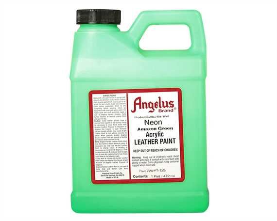 ANGELUS NEON PAINT AMAZON GREEN (1 PINT) 473ML USE ON LEATHER, VINYL OR FABRIC