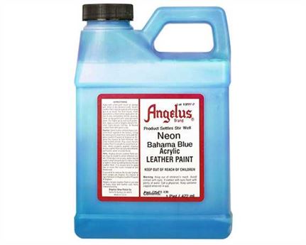ANGELUS NEON PAINT BAHAMA BLUE (1 PINT) 473ML USE ON LEATHER, VINYL OR FABRIC