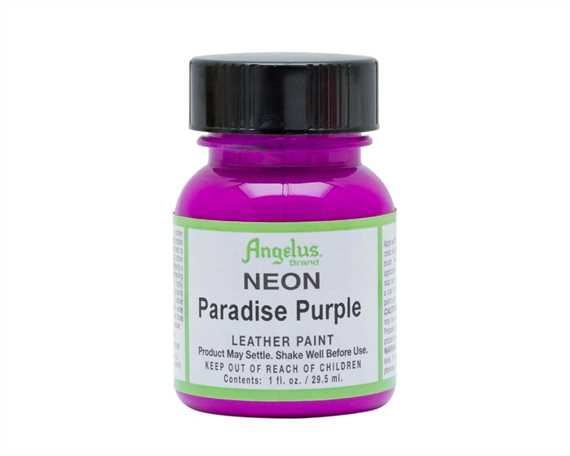 ANGELUS NEON PAINT PARADISE PURPLE 29ML USE ON LEATHER, VINYL OR FABRIC