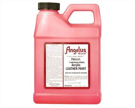 ANGELUS NEON ACRYLIC PAINT TAHITIAN PINK (1 PINT) 473ML USE ON LEATHER, VINYL OR FABRIC