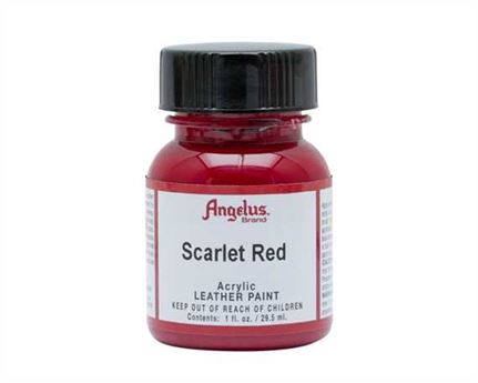 ANGELUS ACRYLIC PAINT SCARLET #190 29ML USE ON LEATHER, VINYL OR FABRIC