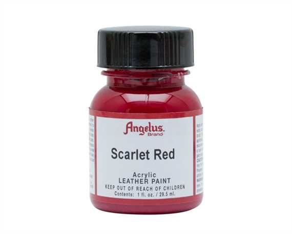ANGELUS ACRYLIC PAINT SCARLET #190 29ML USE ON LEATHER, VINYL OR FABRIC