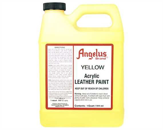 ANGELUS ACRYLIC PAINT YELLOW #075 (1 QRT) 946ML USE ON LEATHER, VINYL OR FABRIC