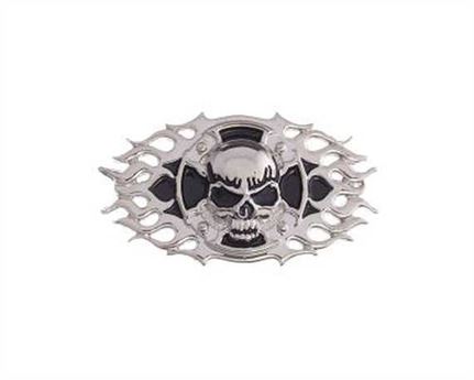 CONCHO SKULL & FIRE BLACK & NICKEL PLATE