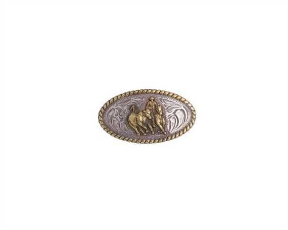 CONCHO CAMP DRAFTER OVAL SILVER PLATE WITH GILT 