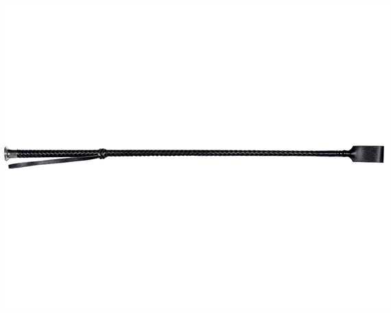 CROP BLACK PLAITED LEATHER WITH SILVER HANDLE TIP