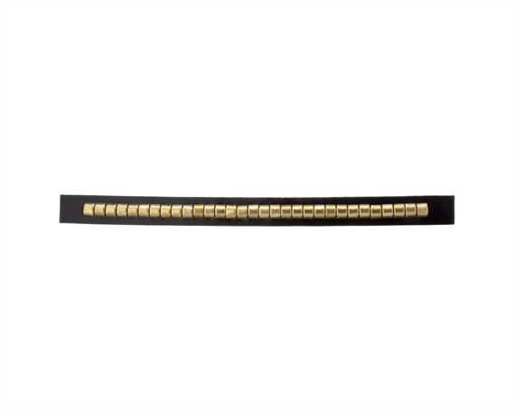 ORNAMENT BRASS CLINCHES ON BLACK LEATHER 10MM