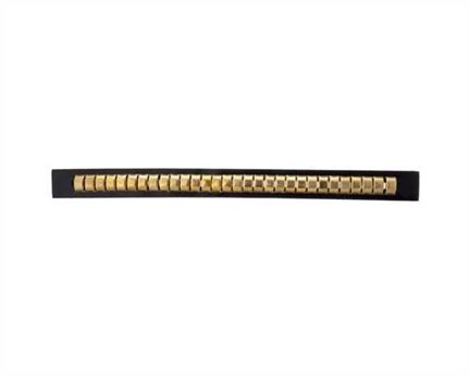 ORNAMENT BRASS CLINCHES ON BLACK LEATHER 15MM