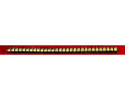 ORNAMENT BRASS CLINCHES ON RED LEATHER 22MM