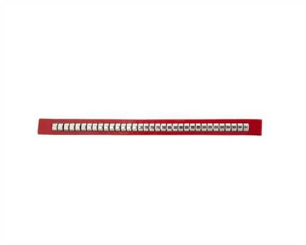 ORNAMENT NICKEL CLINCHES ON RED LEATHER 12MM