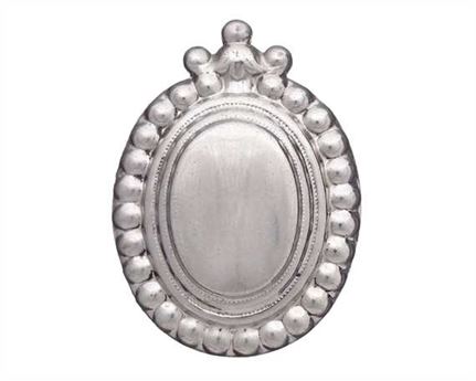 ORNAMENT LEAD FILLED NICKEL PLATE OVA BEADED EDGE 32MM