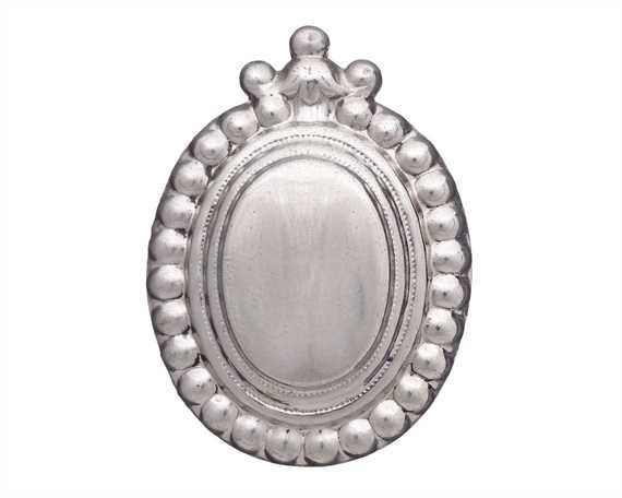 ORNAMENT LEAD FILLED NICKEL PLATE OVA BEADED EDGE 32MM