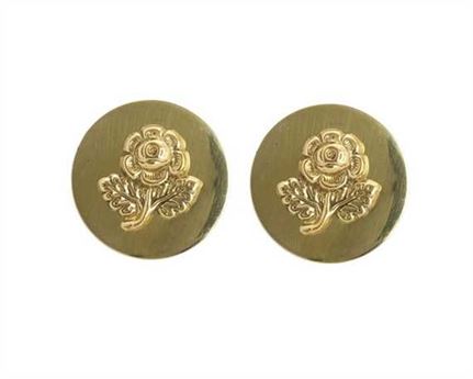 ROSETTE ROSE WITH 16MM LOOP ON BACK BRASS 32MM