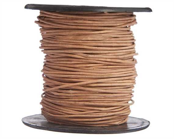 ROUND LEATHER THONGING 0.5MM #001 NATURAL 25M SPOOL