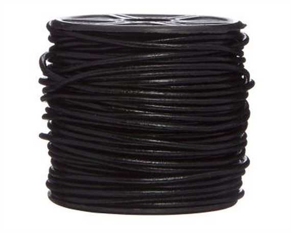 ROUND LEATHER THONGING 1.5MM #002 BLACK 25M SPOOL