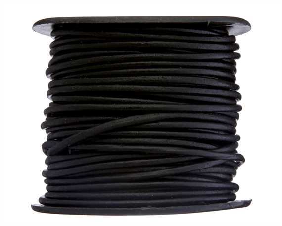 ROUND LEATHER THONGING 2MM #002 BLACK 25M SPOOL