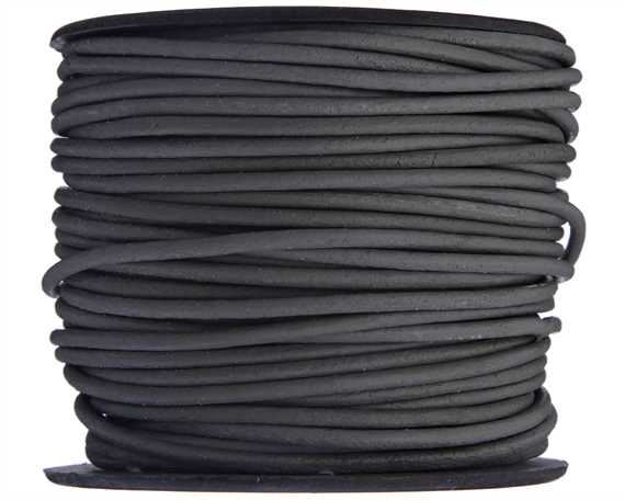 ROUND LEATHER THONGING 2MM #032 ICEBERG GREY 25M SPOOL
