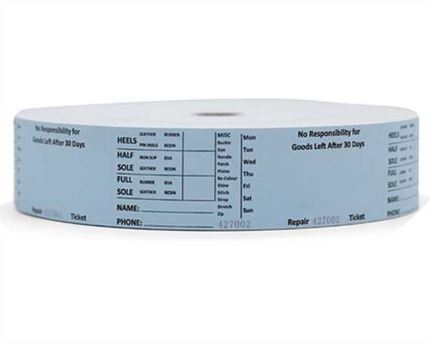 SHOE DOCTOR SHOE REPAIR TICKETS PLAIN BLUE  (1000 per roll)