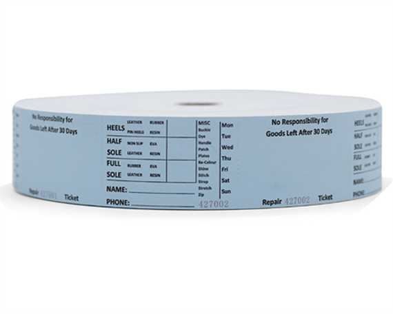 SHOE DOCTOR SHOE REPAIR TICKETS PLAIN BLUE  (1000 per roll)