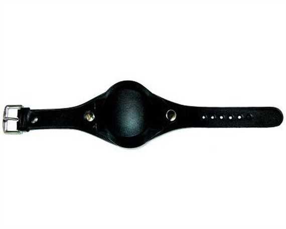 WATCH BAND W FACE COVER BLACK LEATHER