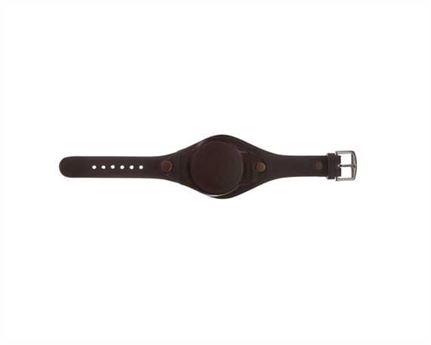 WATCH BAND W FACE COVER BROWN LEATHER