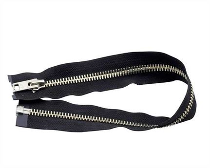 ZIP OPEN END #10 NICKEL - BLACK TAPE 50 CM