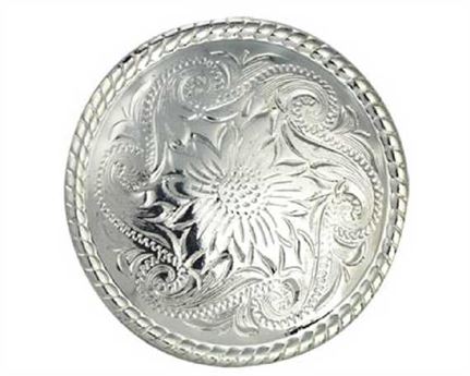 CONCHO ROPE EDGE ROUND WITH SCREW BACK SILVER PLATE 13MM
