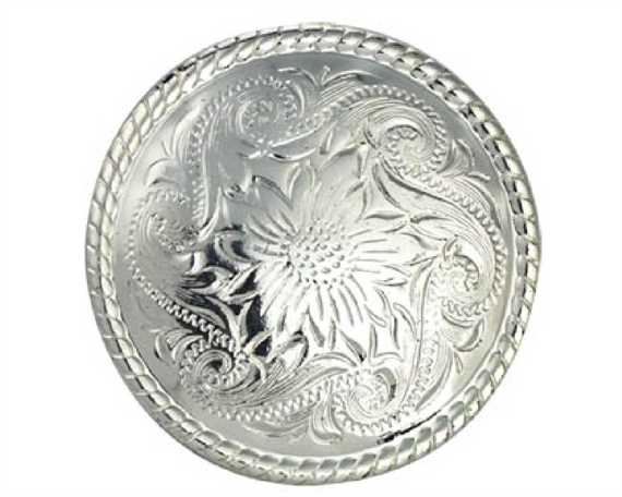 CONCHO ROPE EDGE ROUND WITH SCREW BACK SILVER PLATE 13MM