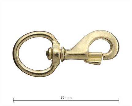 SNAP SWIVEL ROUND EYE 25MM BRASS HEAVY 85MM LONG