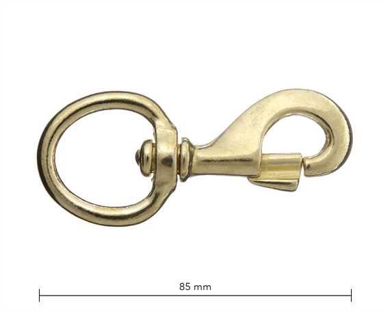 SNAP SWIVEL ROUND EYE 25MM BRASS HEAVY 85MM LONG