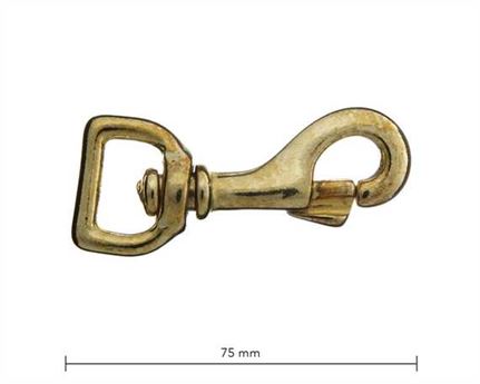 SNAP SWIVEL SQUARE EYE 20MM BRASS HEAVY 75MM LONG