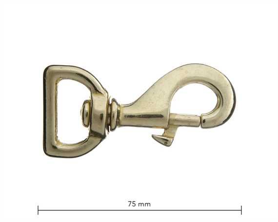 SNAP SWIVEL SQUARE EYE 25MM BRASS HEAVY 75MM LONG