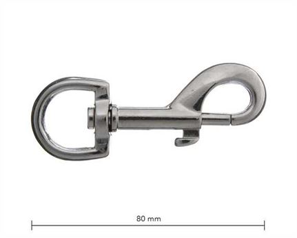 SNAP SWIVEL ROUND EYE 20MM NICKEL PLATE 80MM LONG