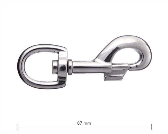 SNAP SWIVEL ROUND EYE 20MM NICKEL PLATE 87MM LONG