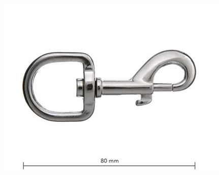 SNAP SWIVEL ROUND EYE 25MM NICKEL PLATE 80MM LONG