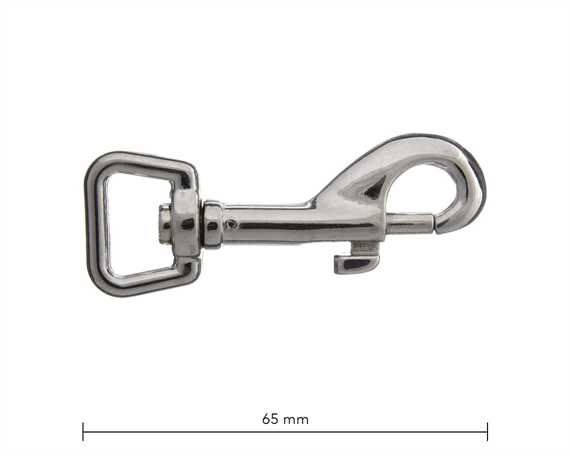SNAP SWIVEL SQUARE EYE 15MM NICKEL PLATE 65MM LONG