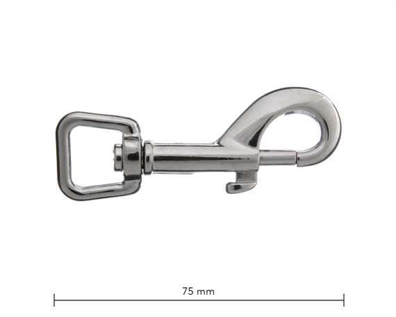 SNAP SWIVEL SQUARE EYE 15MM NICKEL PLATE 75MM LONG