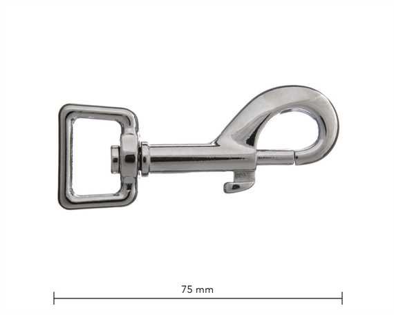 SNAP SWIVEL SQUARE EYE 20MM NICKEL PLATE 75MM LONG
