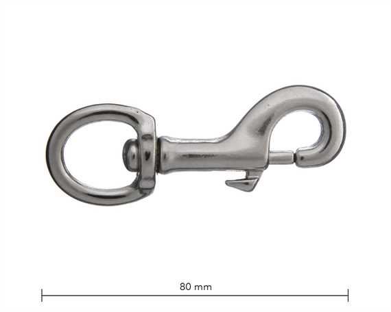 SNAP SWIVEL ROUND EYE 20MM NICKEL PLATE 80MM LONG