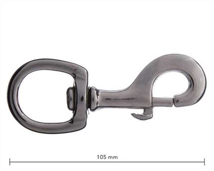 SNAP SWIVEL ROUND EYE  25MM HEAVY NICKEL PLATE 105MM LONG