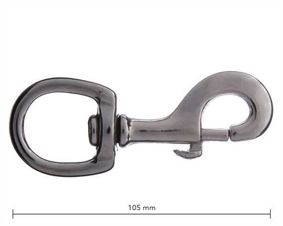SNAP SWIVEL ROUND EYE  25MM HEAVY NICKEL PLATE 105MM LONG
