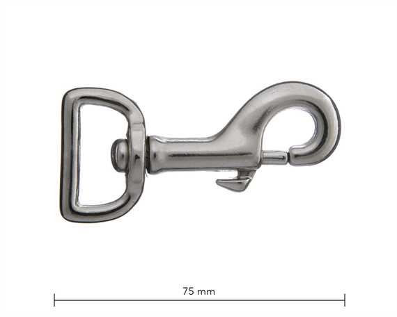 SNAP SWIVEL SQUARE EYE 25MM NICKEL PLATE 75MM LONG