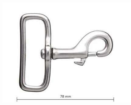 SNAP SWIVEL SQUARE EYE 50MM NICKEL PLATE 78MM LONG