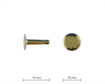 RIVET 2-PART TUBULAR GILT 15MM STEM SINGLE CAP IT PER 1000