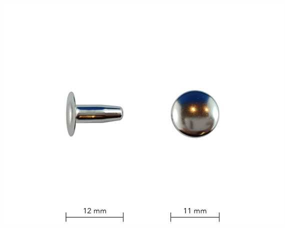 RIVET 2-PART TUBULAR NICKEL 12MM STEM SINGLE CAP PER 100