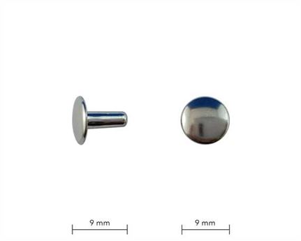 RIVET 2-PART TUBULAR NICKEL 9MM STEM DOUBLE CAP, PKT 100