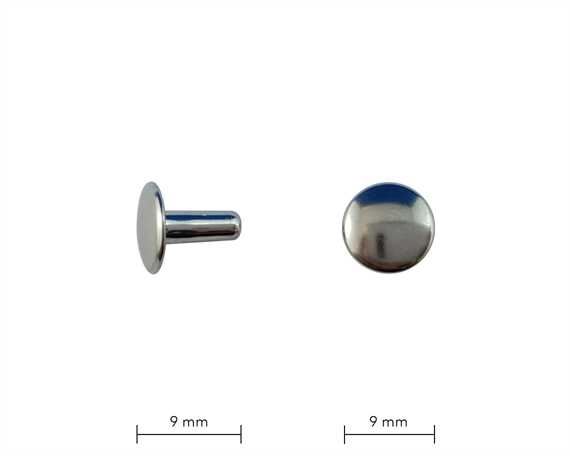 RIVET 2-PART TUBULAR NICKEL 9MM STEM DOUBLE CAP, PKT 100